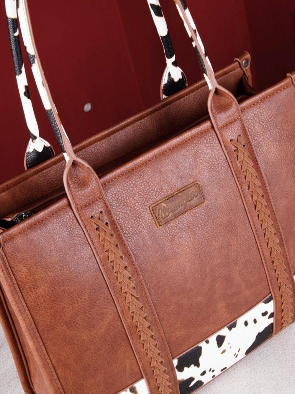 Wrangler Tote Bag for Women Western Cow Print Purse Designer Top Handle Handbags - Picture 5 of 6